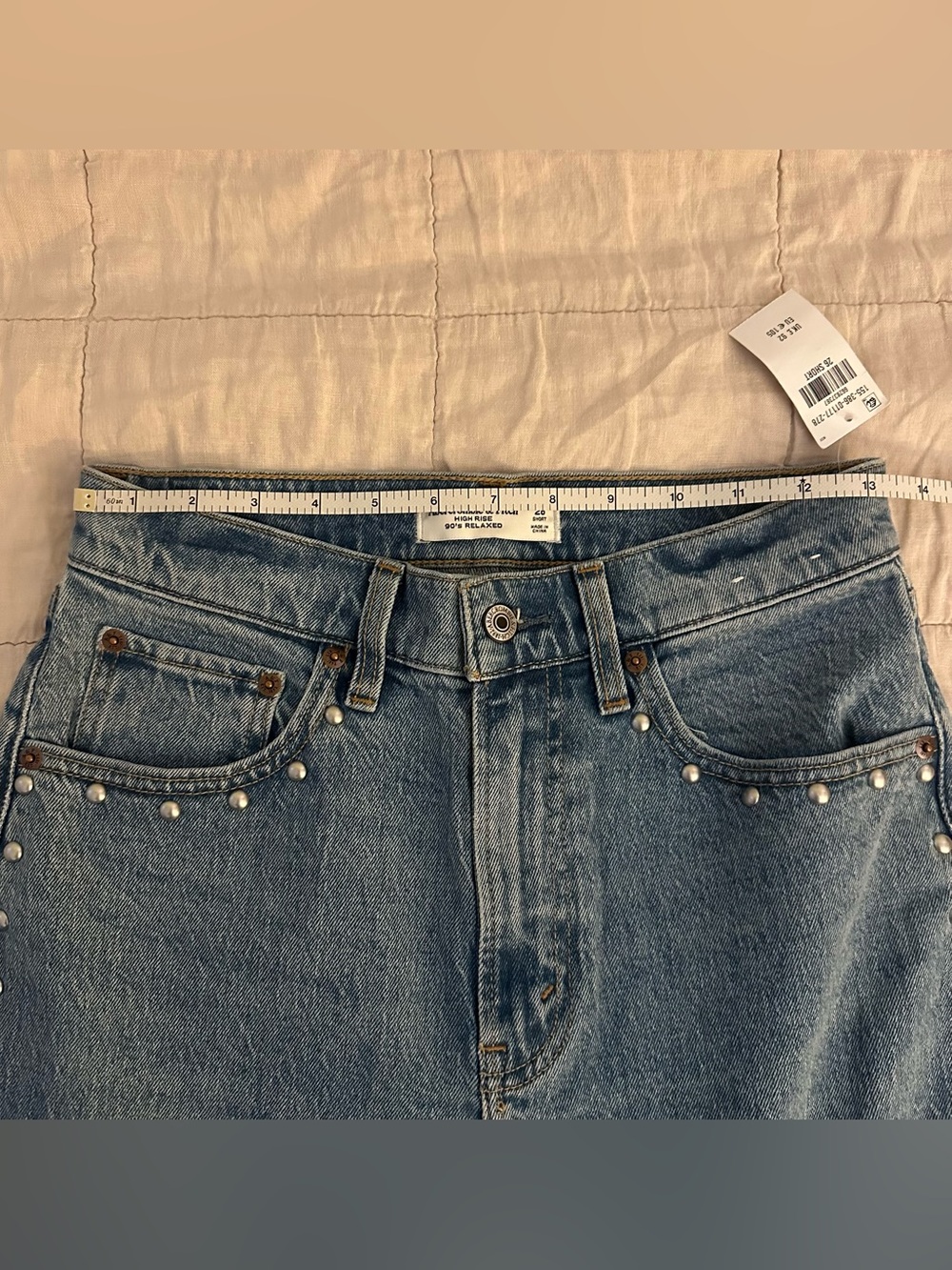 Abercrombie & Fitch High Rise 90s Studded Jeans Size 26 Short NWT - Picture 5 of 6